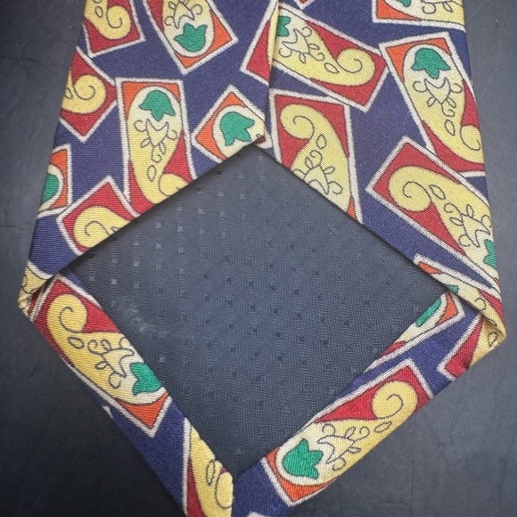 RASI Pure Silk Men’s Tie 3” W  56”L Yellow Blue Red Abstract Unique Classy - Picture 4 of 5